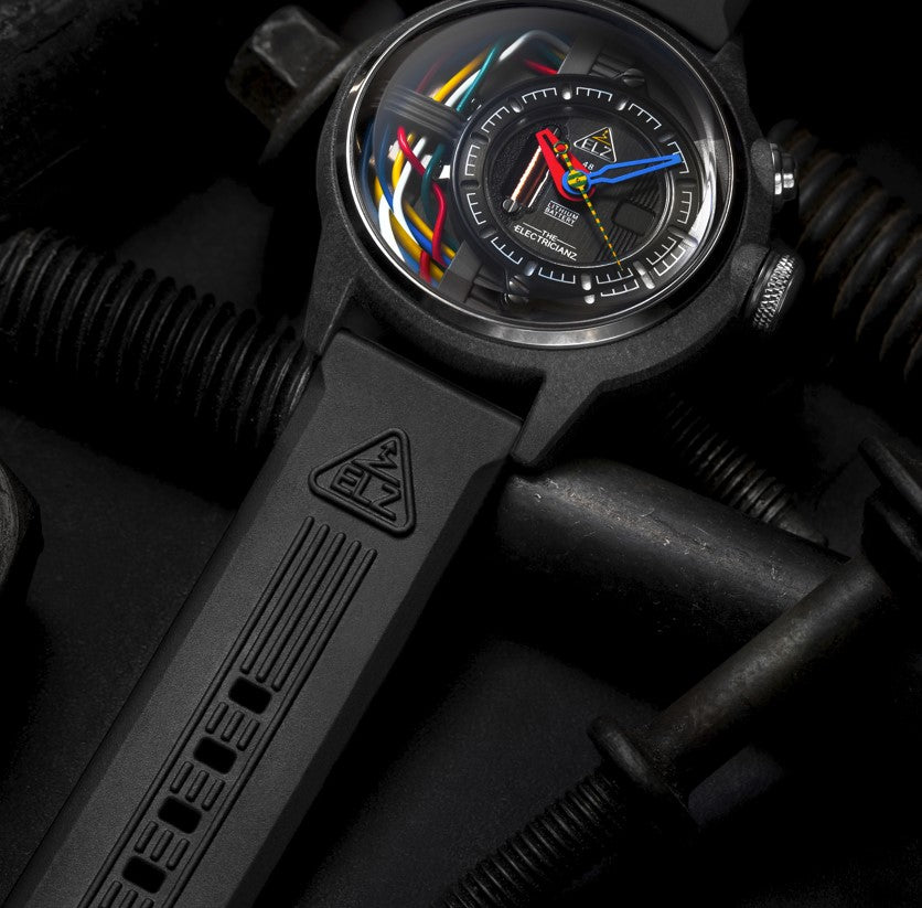 Black Embossed Rubber Strap // Silver Buckle