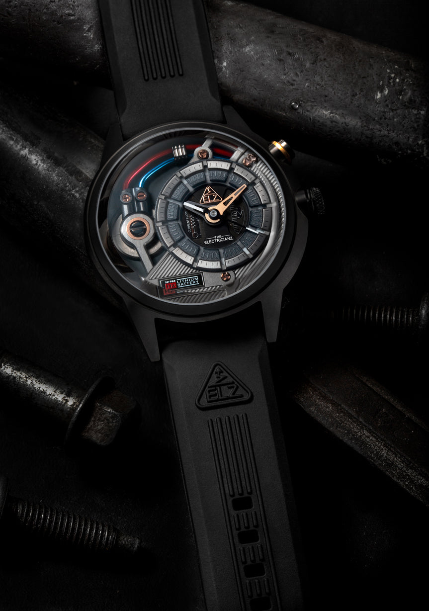 Black Embossed Rubber Strap // Silver Buckle