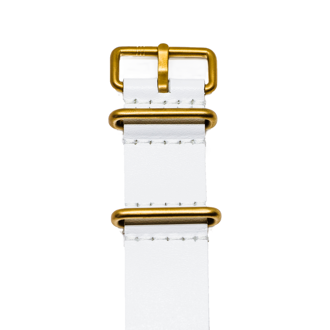 White Leather strap // Gold buckle