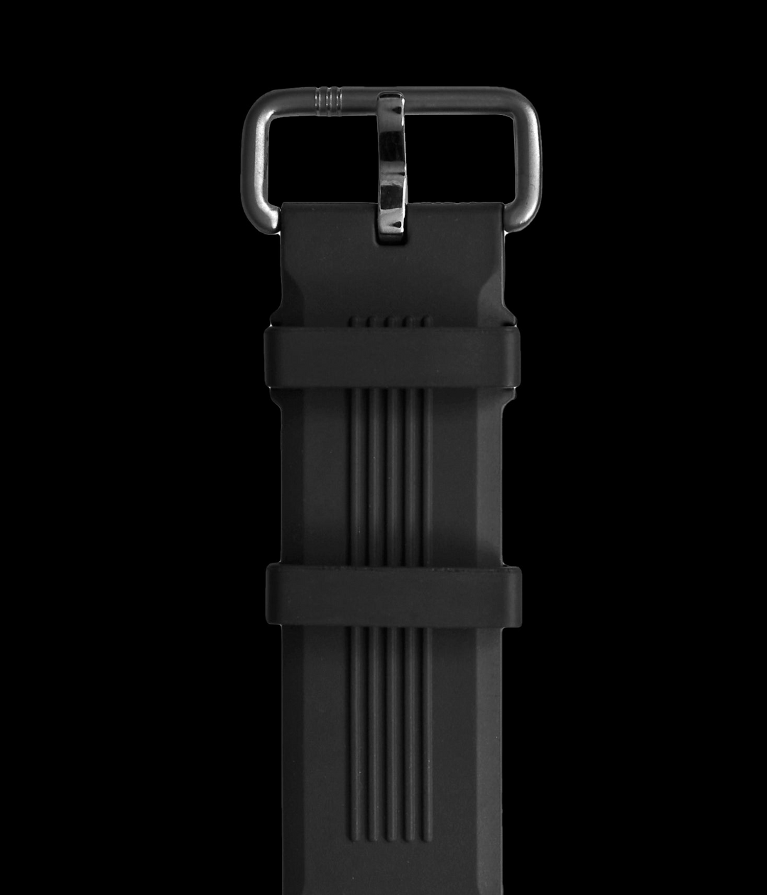 Black Embossed Rubber Strap // Silver Buckle