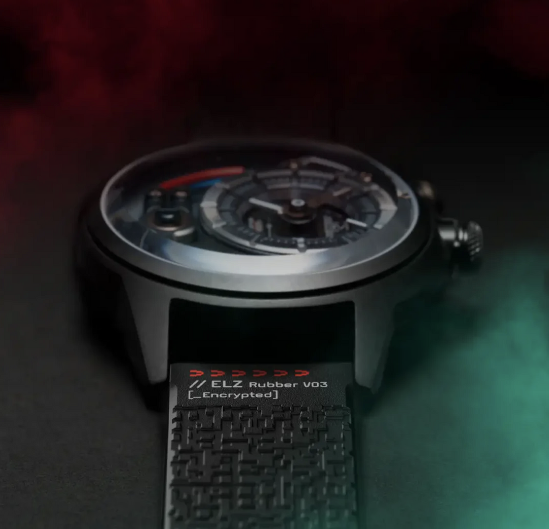 22mm black rubber strap - Red Printing