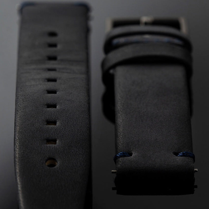 Black Calfskin (Leather) Strap // Silver buckle