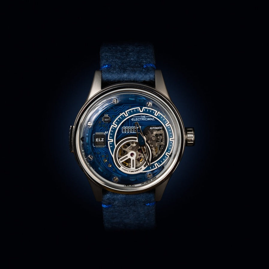 Blue Felt and Calfskin (Leather) Strap // Silver buckle