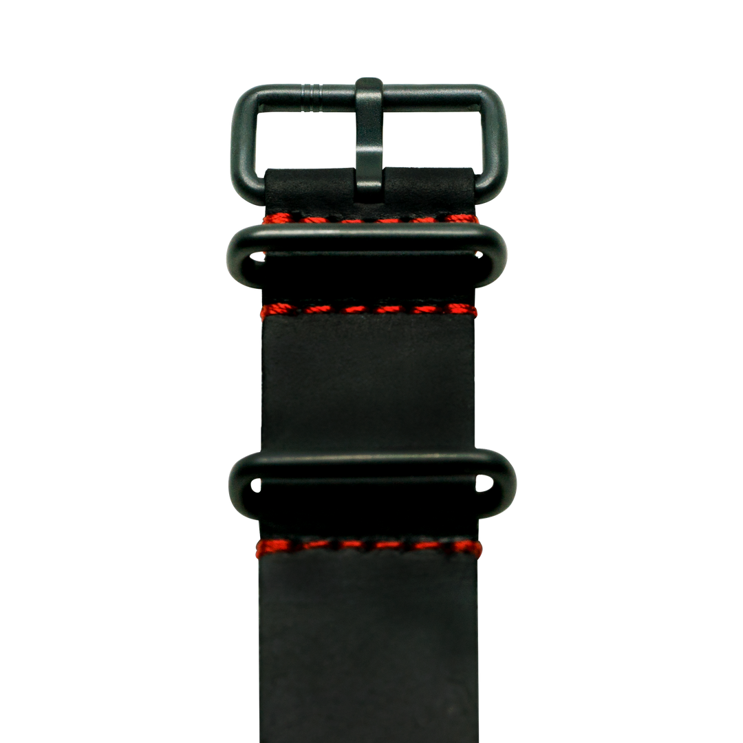 Black Leather with Red stitching // Black buckle