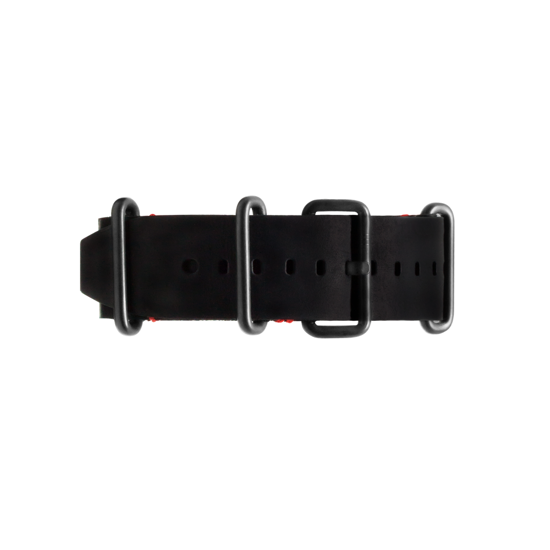 Black Leather with Red stitching // Black buckle