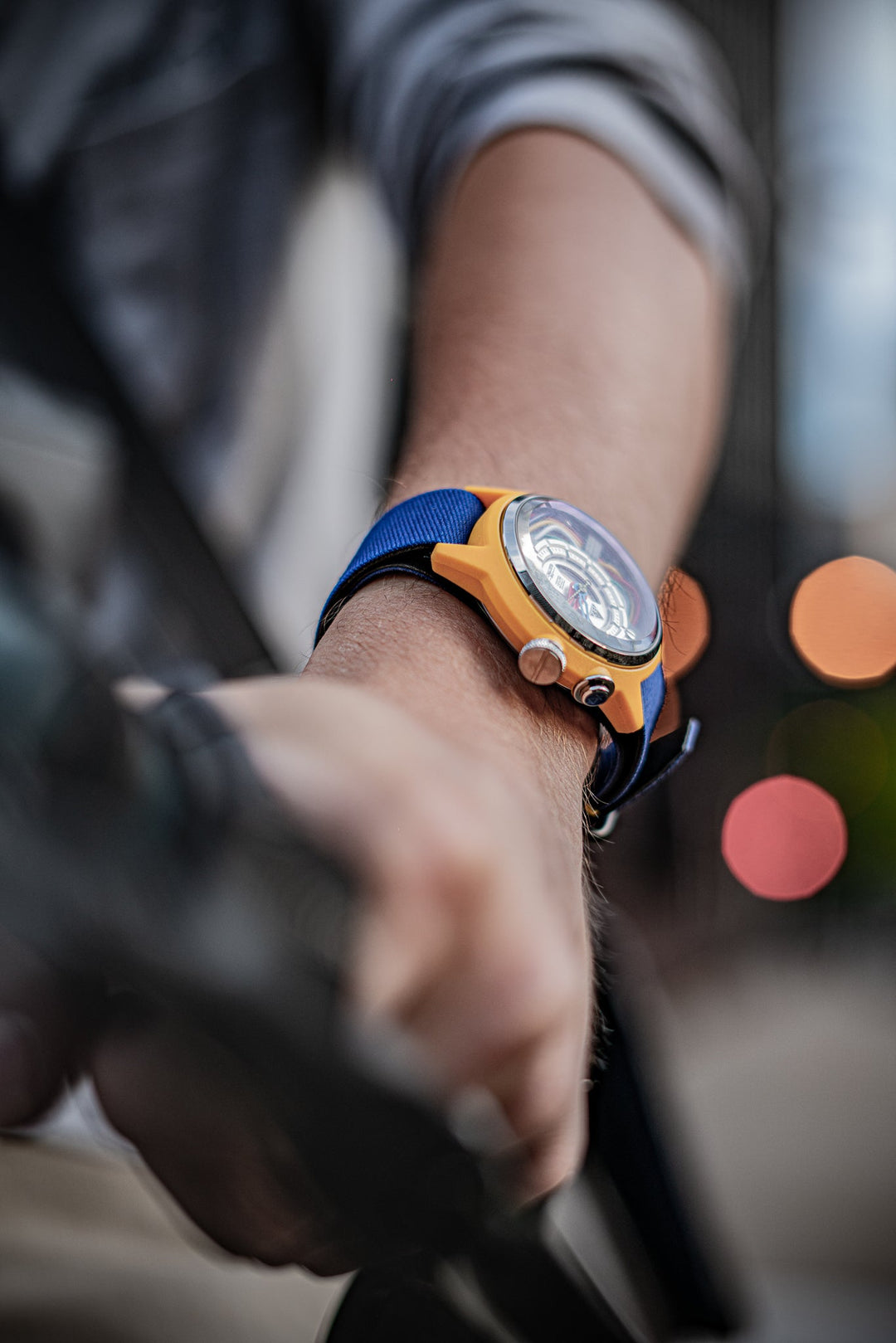 Blue Textile (Fabric) Strap // Black buckle